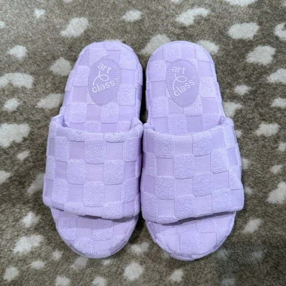Art Class Little Girls Purple Woven Slide Slippers. Size M (2/3) - Picture 4 of 9